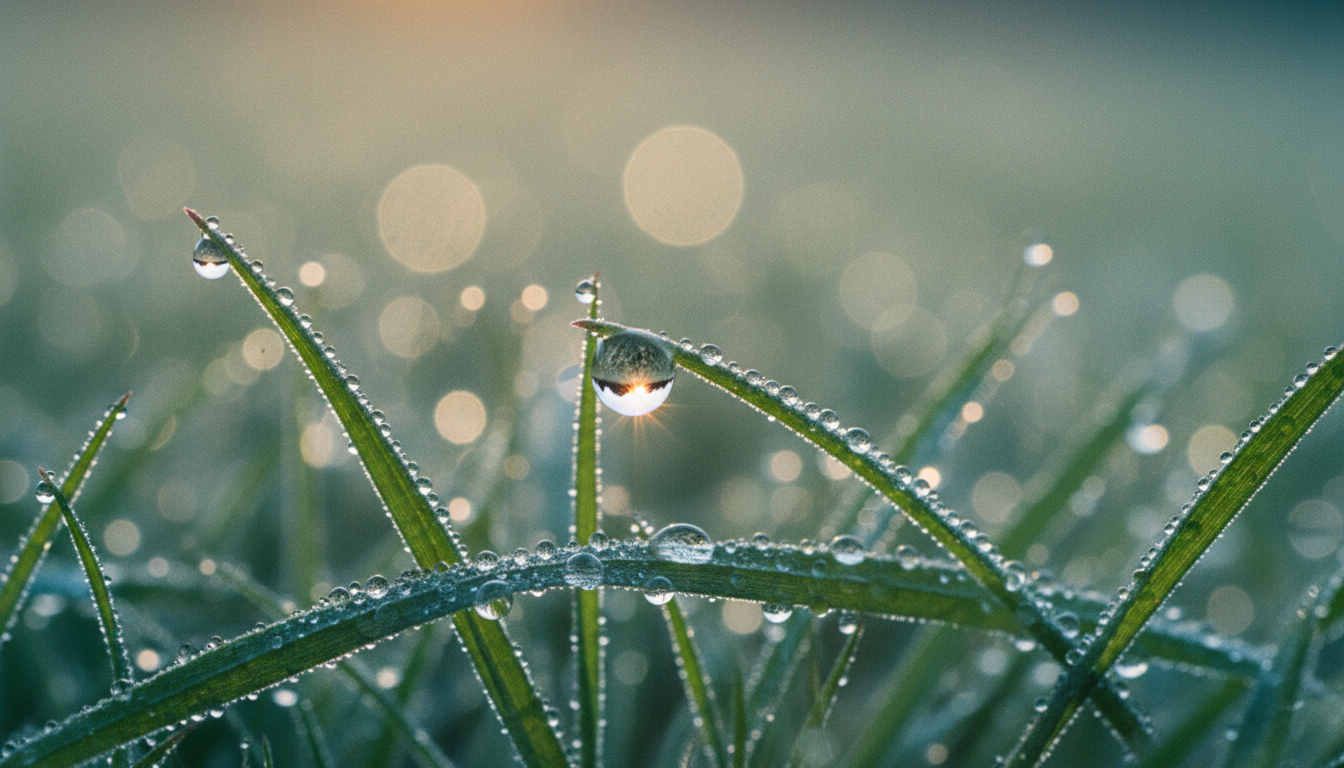 Dew on grass at dawn