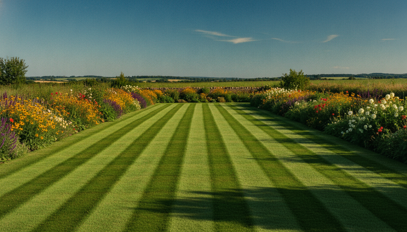 Striped summer lawn